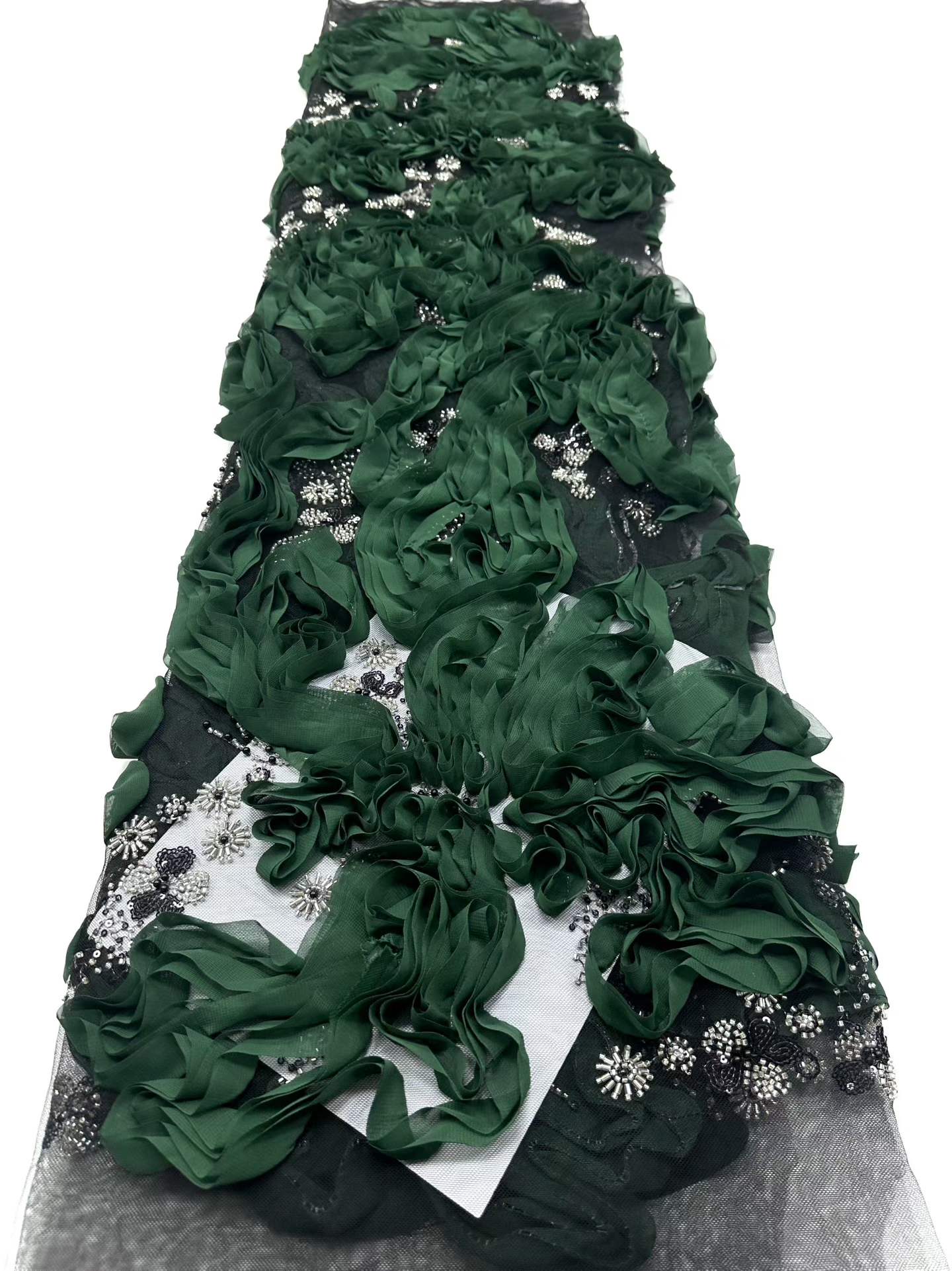 Affordable high quality lace fabric with beads pearls and sequins wedding dress lace fabric