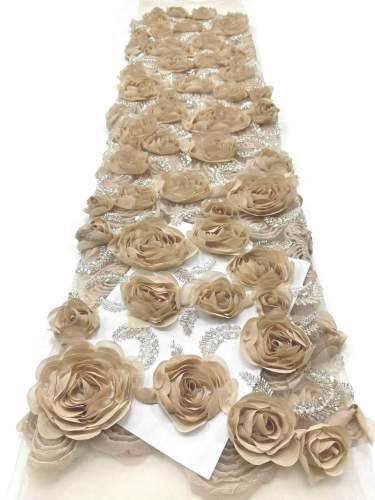 Affordable high quality lace fabric with beads pearls and sequins wedding dress lace fabric