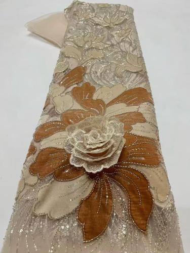 Affordable high quality lace fabric with beads pearls and sequins wedding dress lace fabric