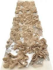 Affordable high quality lace fabric with beads pearls and sequins wedding dress lace fabric