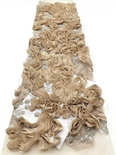 Affordable high quality lace fabric with beads pearls and sequins wedding dress lace fabric