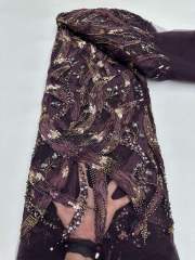 Affordable high quality lace fabric with beads pearls and sequins wedding dress lace fabric