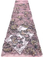 Affordable high quality lace fabric with beads pearls and sequins wedding dress lace fabric