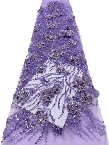 Affordable high quality lace fabric with beads pearls and sequins wedding dress lace fabric