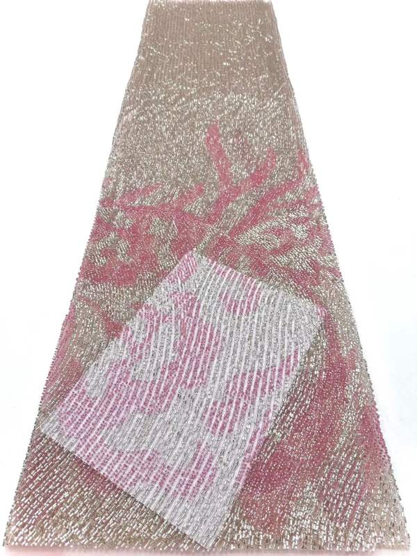 Affordable high quality lace fabric with beads pearls and sequins wedding dress lace fabric
