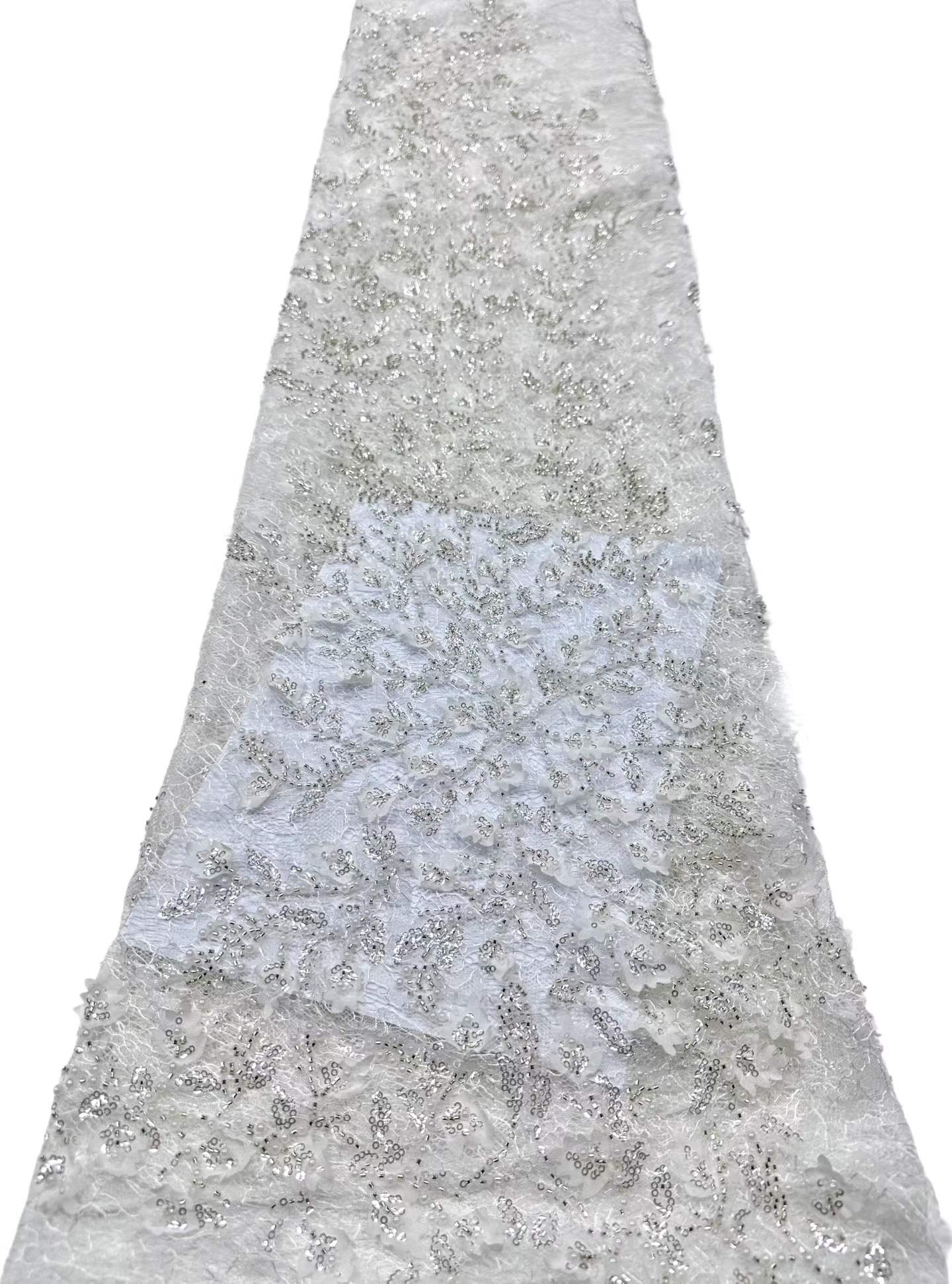 Affordable high quality lace fabric with beads pearls and sequins wedding dress lace fabric