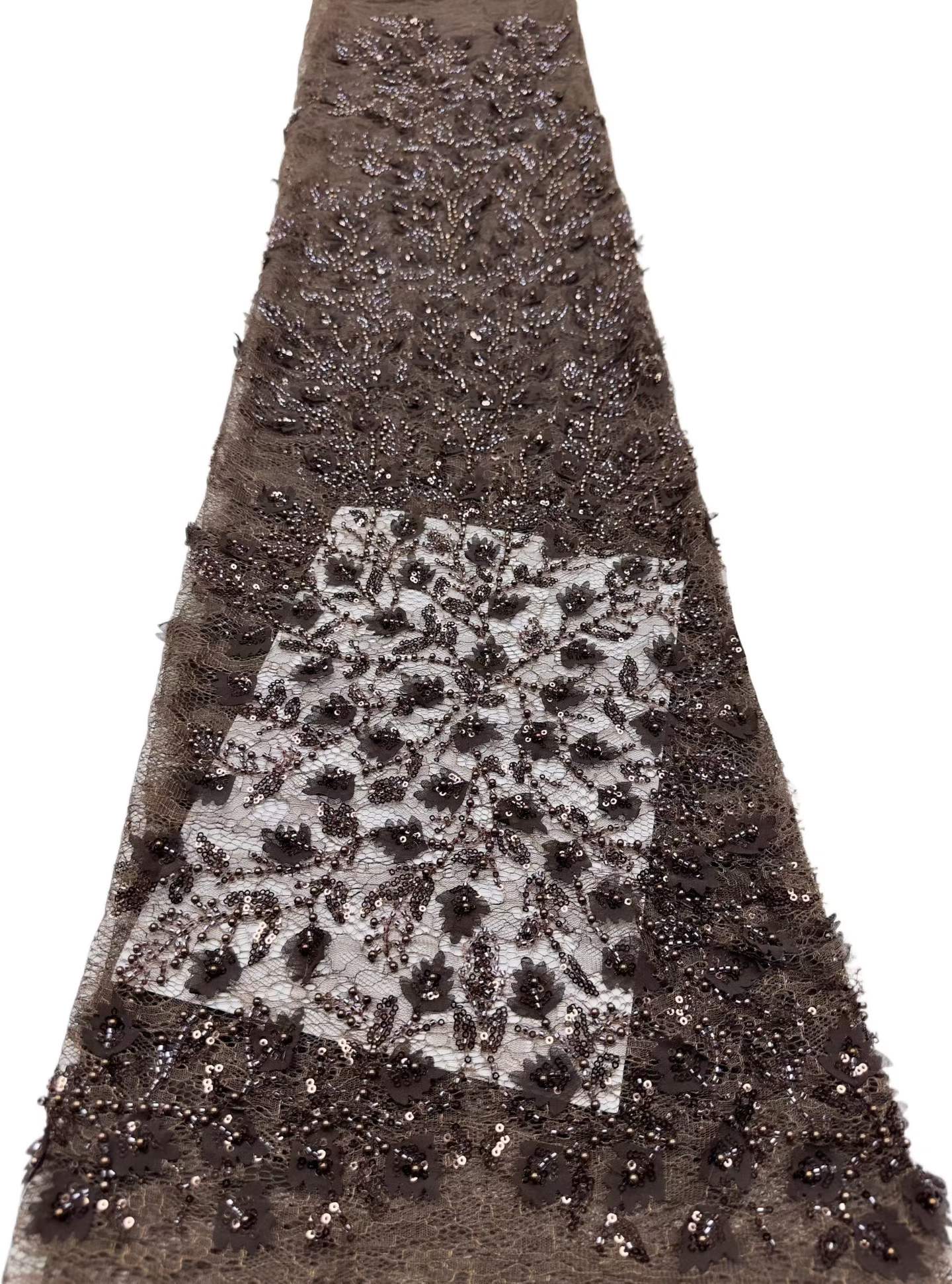 Affordable high quality lace fabric with beads pearls and sequins wedding dress lace fabric