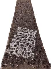 Affordable high quality lace fabric with beads pearls and sequins wedding dress lace fabric