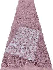 Affordable high quality lace fabric with beads pearls and sequins wedding dress lace fabric