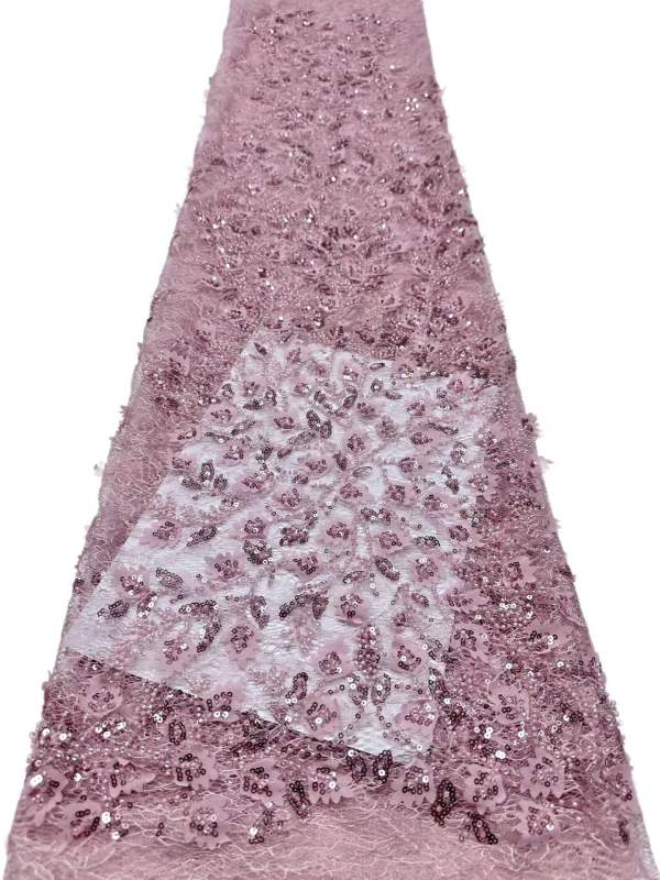 Affordable high quality lace fabric with beads pearls and sequins wedding dress lace fabric