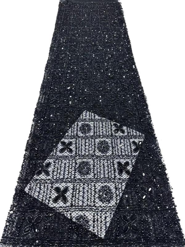 Affordable high quality lace fabric with beads pearls and sequins wedding dress lace fabric