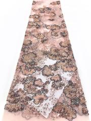 Affordable high quality lace fabric with beads pearls and sequins wedding dress lace fabric