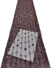 Affordable high quality lace fabric with beads pearls and sequins wedding dress lace fabric