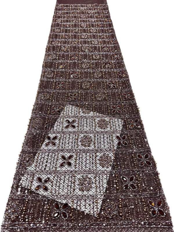 Affordable high quality lace fabric with beads pearls and sequins wedding dress lace fabric