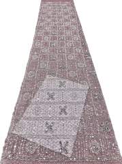 Affordable high quality lace fabric with beads pearls and sequins wedding dress lace fabric