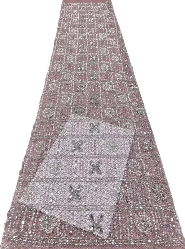 Affordable high quality lace fabric with beads pearls and sequins wedding dress lace fabric