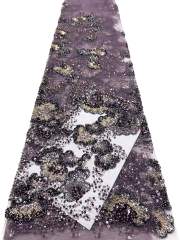 Affordable high quality lace fabric with beads pearls and sequins wedding dress lace fabric