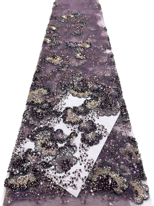 Affordable high quality lace fabric with beads pearls and sequins wedding dress lace fabric