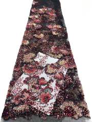 Affordable high quality lace fabric with beads pearls and sequins wedding dress lace fabric
