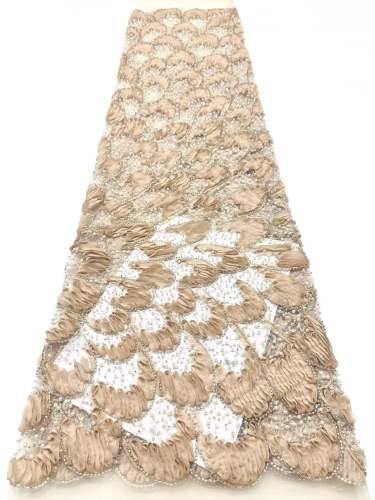 Affordable high quality lace fabric with beads pearls and sequins wedding dress lace fabric