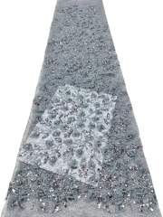 Affordable high quality lace fabric with beads pearls and sequins wedding dress lace fabric