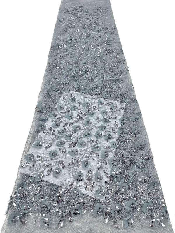 Affordable high quality lace fabric with beads pearls and sequins wedding dress lace fabric