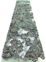 Affordable high quality lace fabric with beads pearls and sequins wedding dress lace fabric
