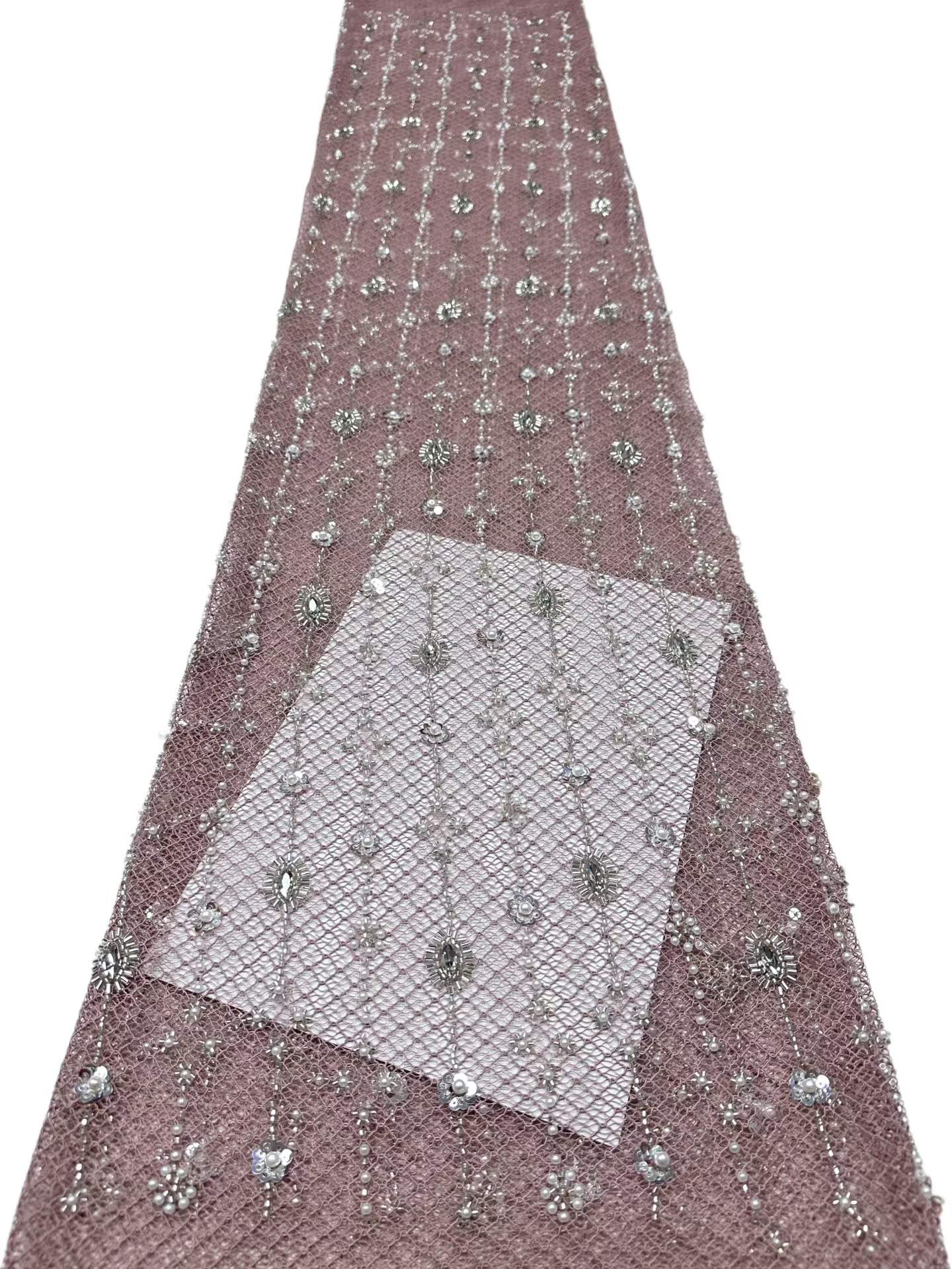 Affordable high quality lace fabric with beads pearls and sequins wedding dress lace fabric