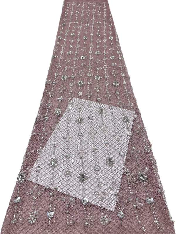 Affordable high quality lace fabric with beads pearls and sequins wedding dress lace fabric