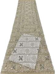 Affordable high quality lace fabric with beads pearls and sequins wedding dress lace fabric