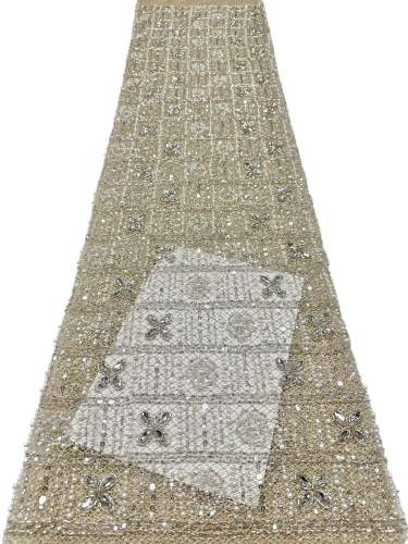 Affordable high quality lace fabric with beads pearls and sequins wedding dress lace fabric