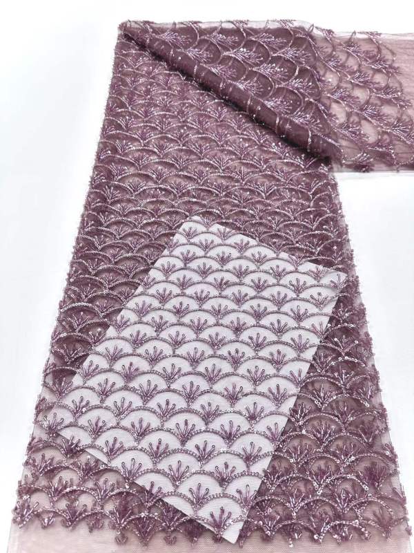 Affordable high quality lace fabric with beads pearls and sequins wedding dress lace fabric