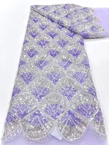 Affordable high quality lace fabric with beads pearls and sequins wedding dress lace fabric