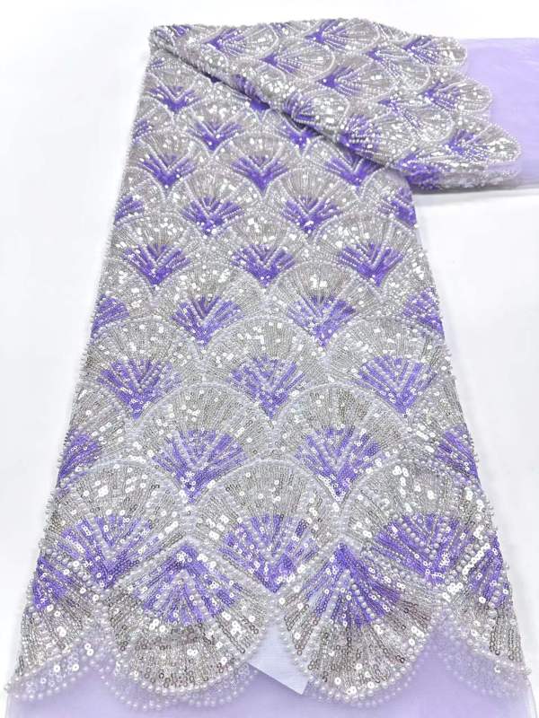 Affordable high quality lace fabric with beads pearls and sequins wedding dress lace fabric