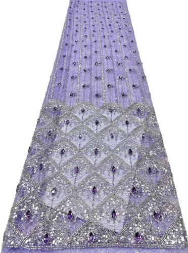 Affordable high quality lace fabric with beads pearls and sequins wedding dress lace fabric