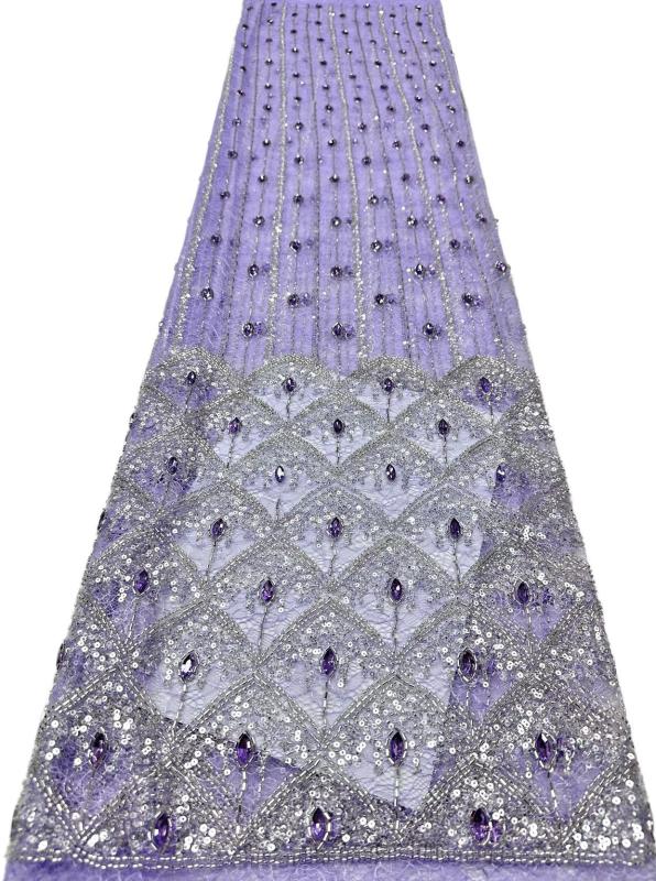 Affordable high quality lace fabric with beads pearls and sequins wedding dress lace fabric