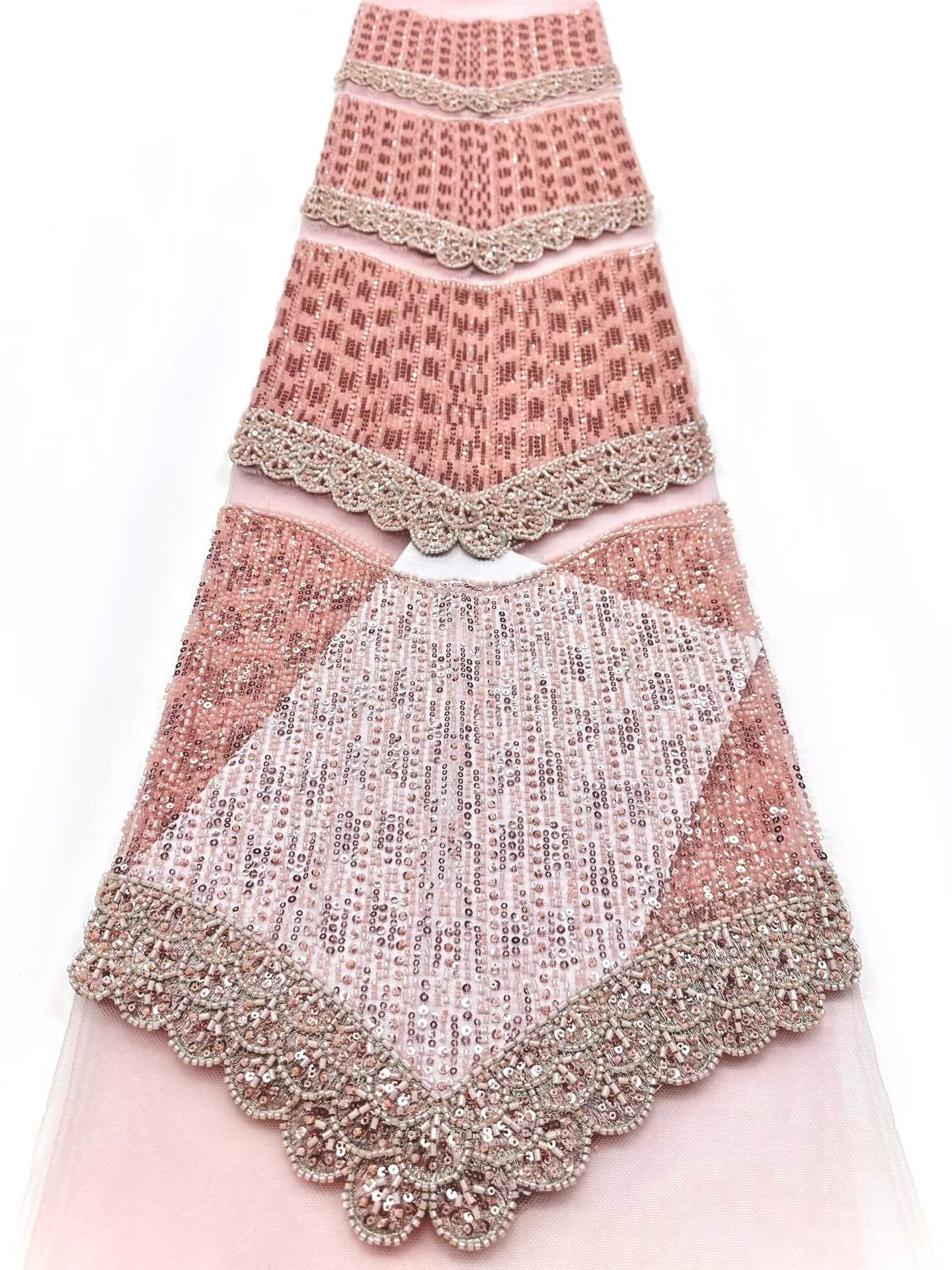 Affordable high quality lace fabric with beads pearls and sequins wedding dress lace fabric