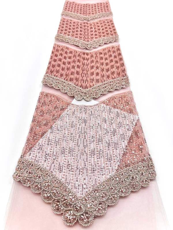 Affordable high quality lace fabric with beads pearls and sequins wedding dress lace fabric