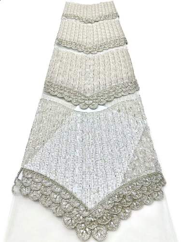 Affordable high quality lace fabric with beads pearls and sequins wedding dress lace fabric