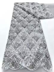 Affordable high quality lace fabric with beads pearls and sequins wedding dress lace fabric