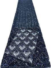 Affordable high quality lace fabric with beads pearls and sequins wedding dress lace fabric