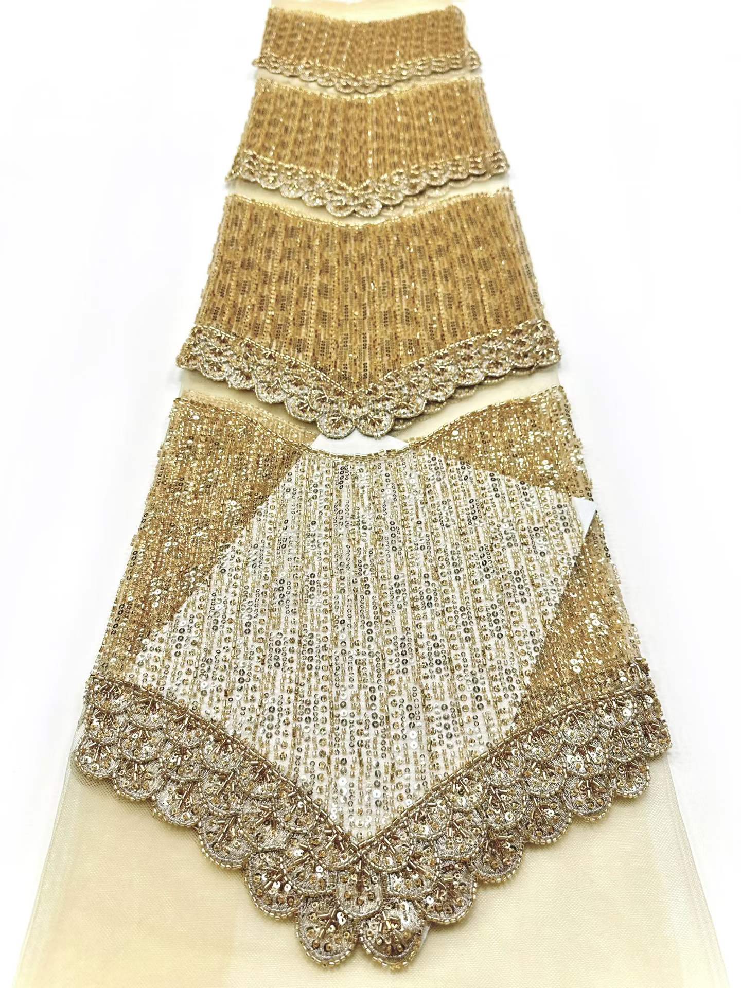 Affordable high quality lace fabric with beads pearls and sequins wedding dress lace fabric