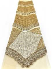 Affordable high quality lace fabric with beads pearls and sequins wedding dress lace fabric