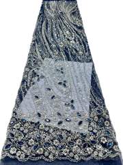 Affordable high quality lace fabric with beads pearls and sequins wedding dress lace fabric