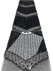 Affordable high quality lace fabric with beads pearls and sequins wedding dress lace fabric