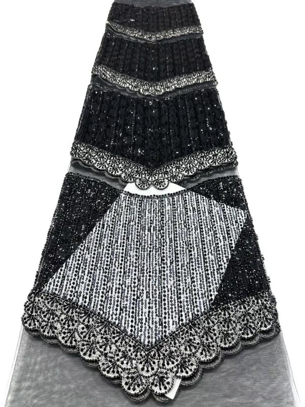 Affordable high quality lace fabric with beads pearls and sequins wedding dress lace fabric