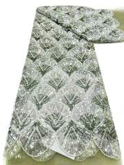 Affordable high quality lace fabric with beads pearls and sequins wedding dress lace fabric
