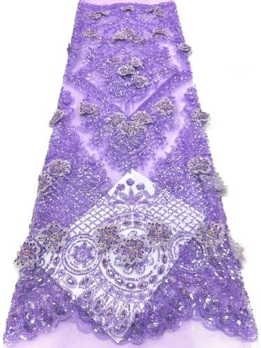 Affordable high quality lace fabric with beads pearls and sequins wedding dress lace fabric
