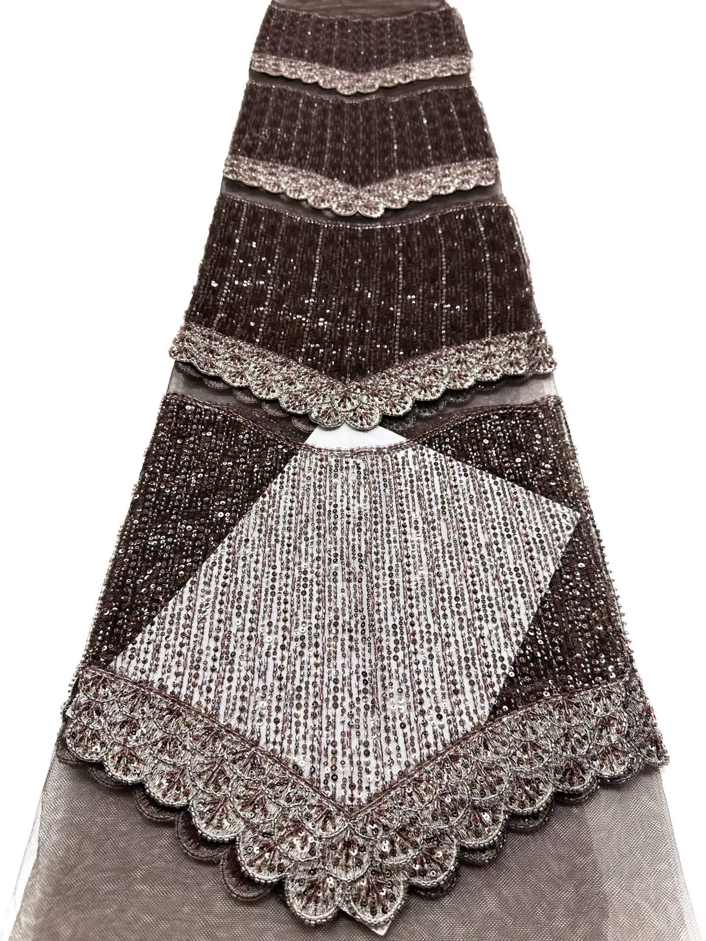 Affordable high quality lace fabric with beads pearls and sequins wedding dress lace fabric