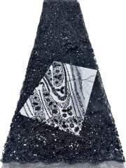Affordable high quality lace fabric with beads pearls and sequins wedding dress lace fabric